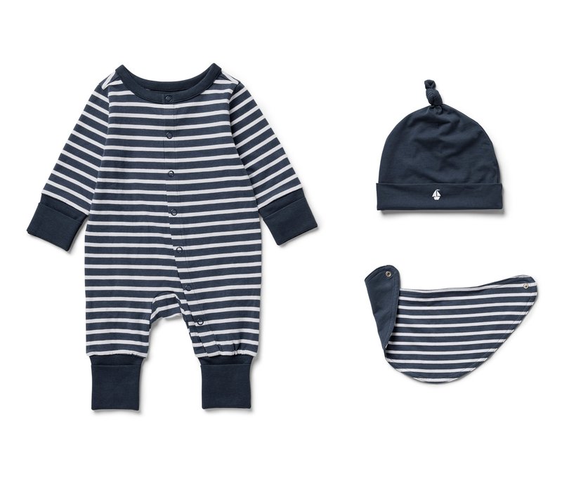 Tchibo - Baby-Set - Baby - Gr. 50/56 - weiß/gestreift