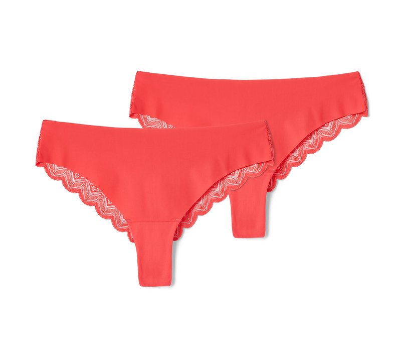 Tchibo - 2 Magic-Cut-Braziltangas - Damen - Gr. M - rot