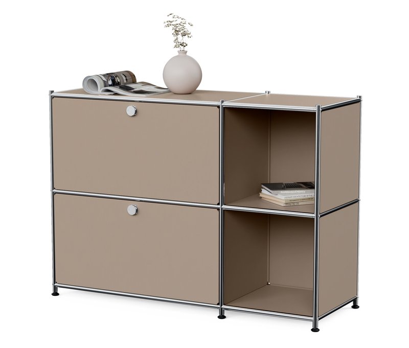 Tchibo - Sideboard Metall »Cn3« mit 2 Klappenfächern - 116x40x85,5cm - taupe - Stahl / Aluminium / Kunststoff
