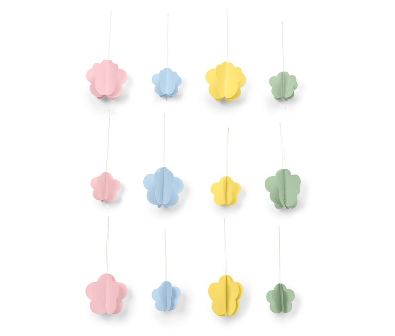 Tchibo - 12 Papier-Blumenanhänger - blau