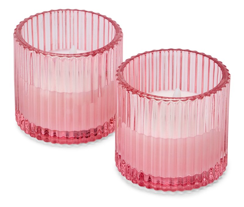 Tchibo - 2 LED-Echtwachskerzen im Glas - pink