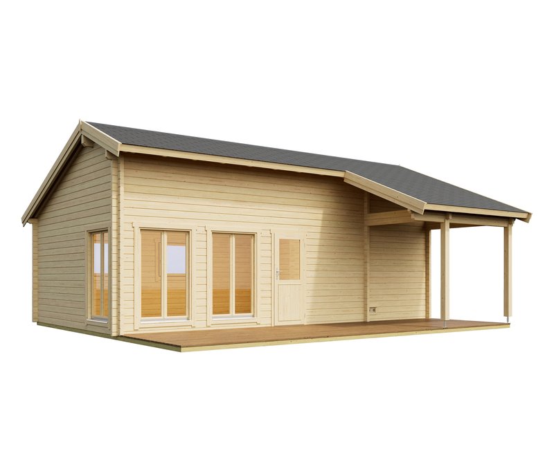 Weka Wochenendhaus »Hamburg« mit Sauna und Aufbau - 1x60x840cm - naturfarben - Holz / Fichtenholz / Glas