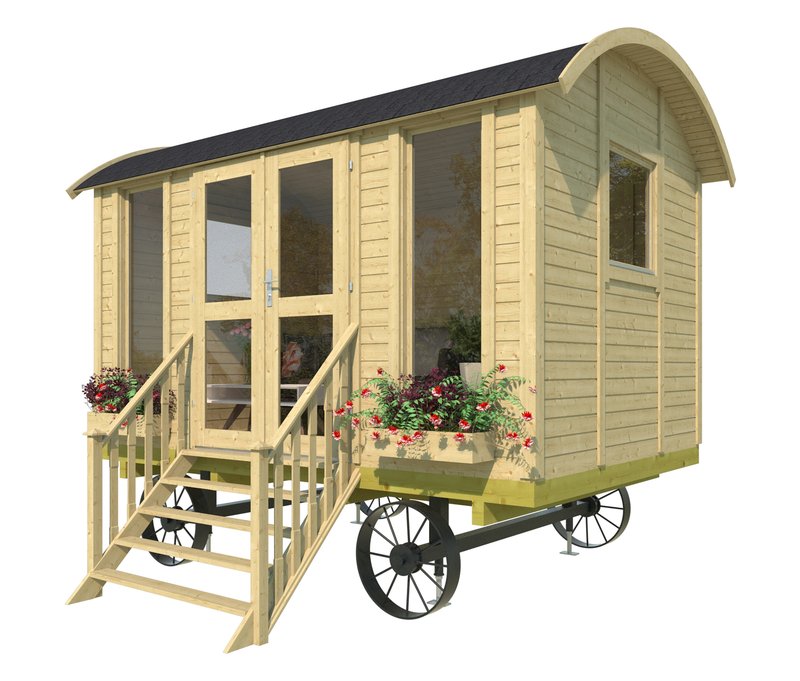 Weka Bauwagen S - 360x243x313cm - schwarz - Holz / Fichtenholz / Glas