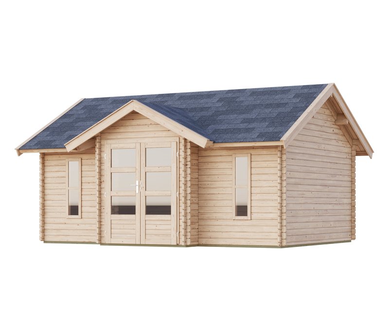 Karibu Blockbohlen-Gartenhaus »Hator« - 507x401x293cm - naturfarben - Fichtenholz / Glas / Glas