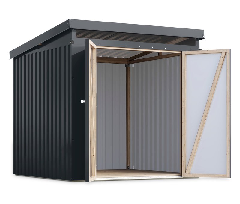 Karibu Metall-Gerätehaus »Anuke 2« - 207x209x213cm - anthrazit - Blech / Polyester / Holz