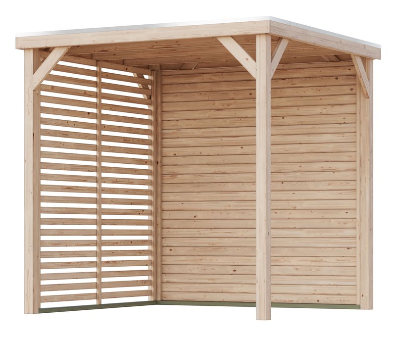 Karibu Pavillon »Sotis« mit Massivholz-Balken - 231x231x243cm - naturfarben - Fichtenholz / Holz / Aluminium