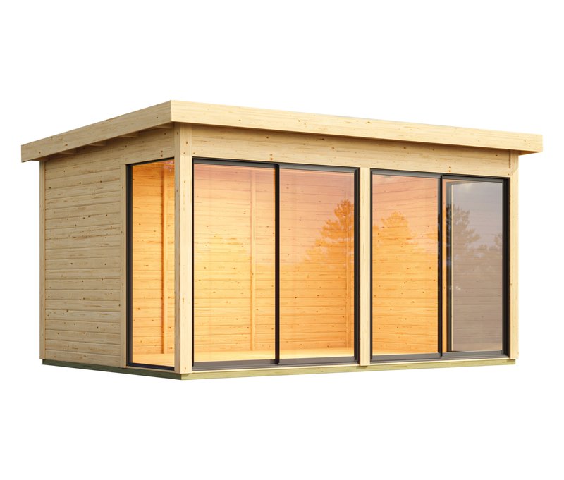 Karibu Modernes Gartenhaus »Noelia 5« mit Schiebetür und Dacheindeckung - 428,5x308,5x253cm - anthrazit - Fichtenholz / Aluminium / Glas