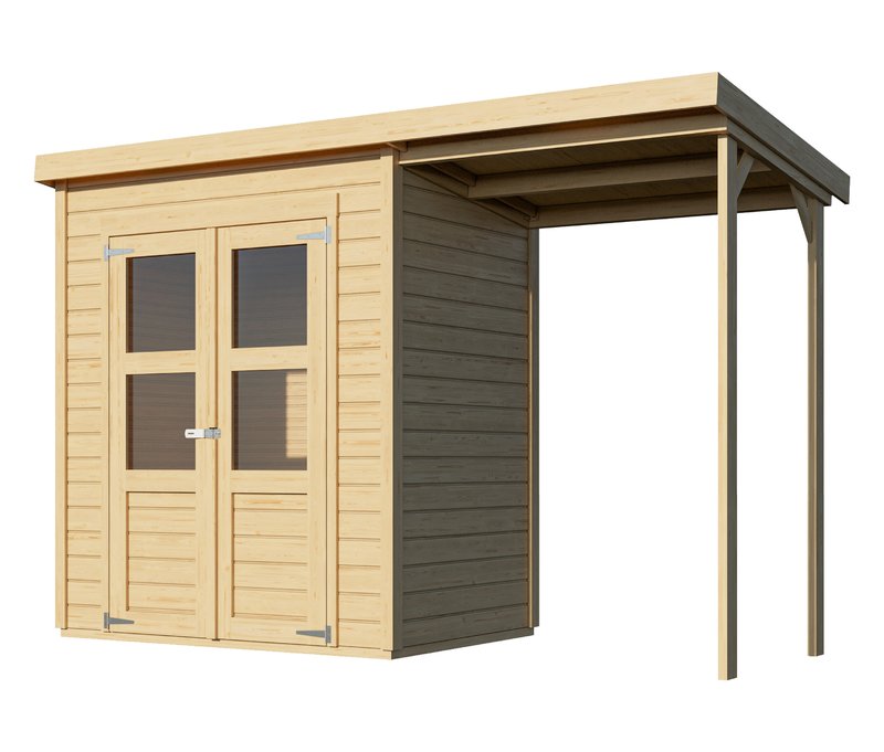 Karibu Gerätehaus »Roan« mit 1 - 322x126x219cm - naturfarben - Fichtenholz / Holz / Glas