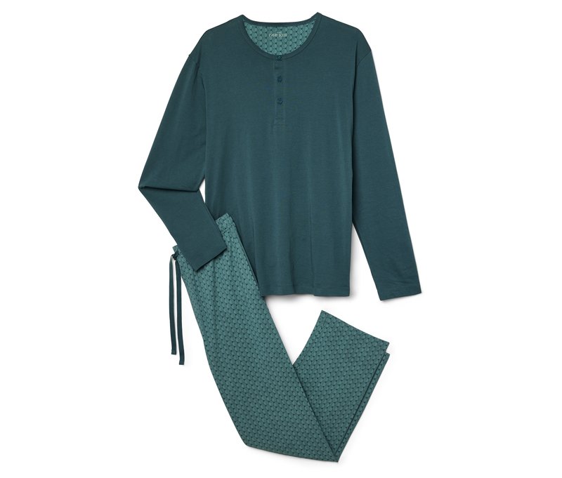 Tchibo - Pyjama-Set - Herren - Gr. L - petrol/print