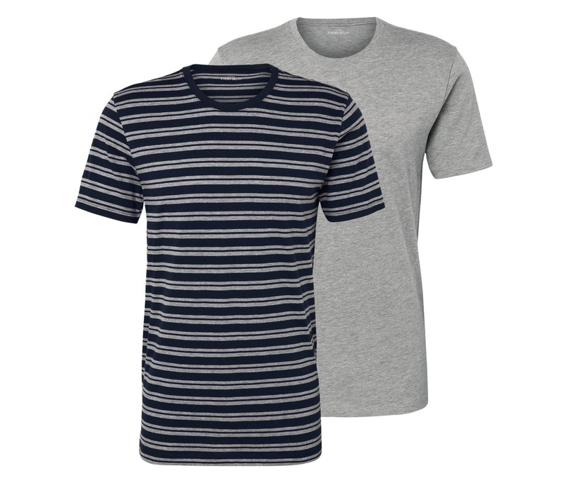 Tchibo - 2 T-Shirts - Herren - Gr. S - hellgrau/gestreift