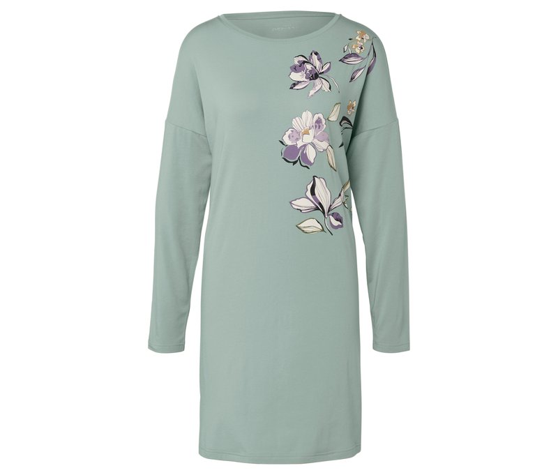 Tchibo - Nachthemd - Damen - Gr. L - grün/geblümt