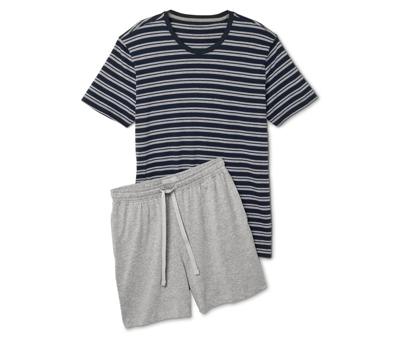 Tchibo - Shorty-Pyjama-Set - Herren - Gr. S - grau/gestreift