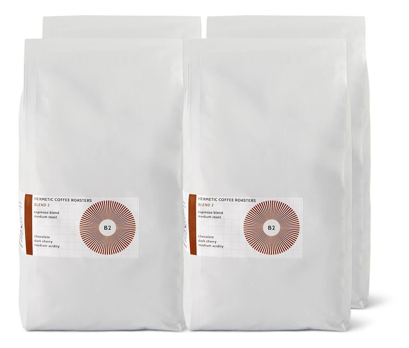 Hermetic - B2 - Blend Espresso - 4 x 1 kg Ganze Bohne - Intensität: 3/6