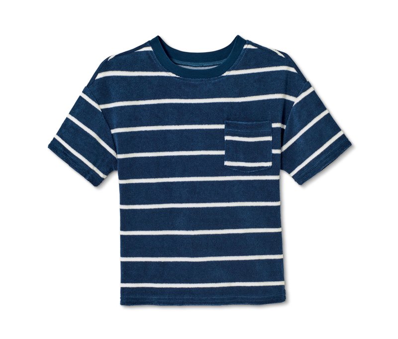 Tchibo - Frottier-Shirt - Jungen - Gr. 134/140 - dunkelblau/gestreift