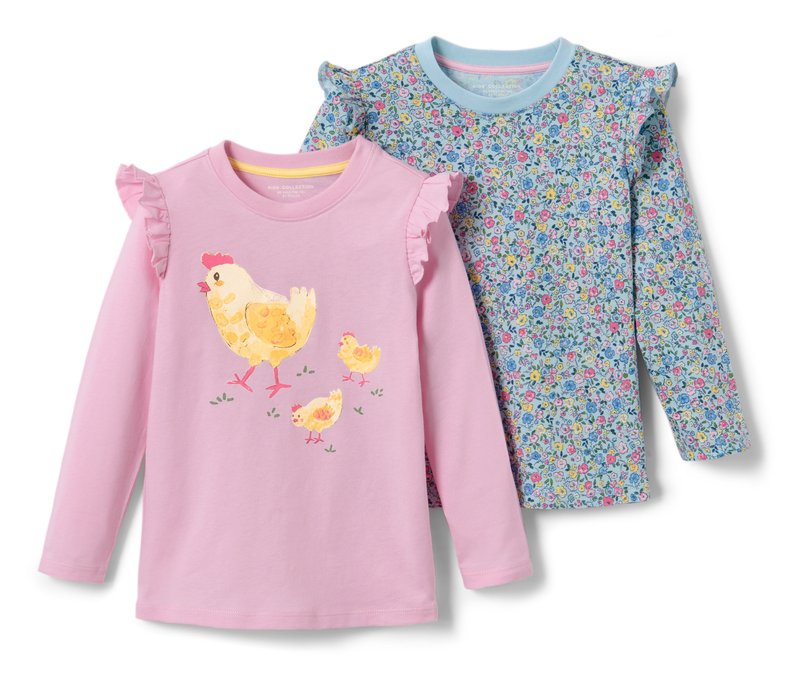 Tchibo - 2 Kinder-Langarmshirts - Baby - Gr. 86/92 - hellrosa
