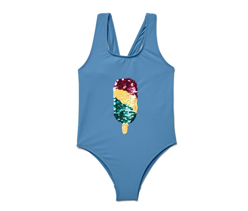 Tchibo - Kinder-Badeanzug mit Wendepailletten - Baby - Gr. 86/92 - blau