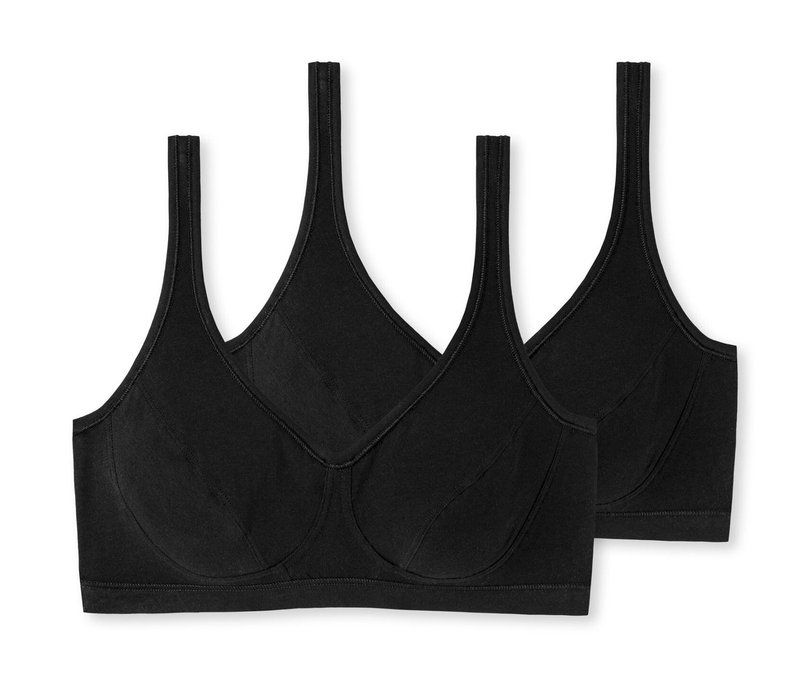 2 Schiesser Bustiers mit Cups - Damen - Gr. 75B - schwarz
