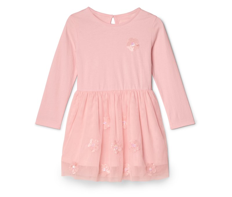 Tchibo - Kinder-Jerseykleid mit Pailletten - Mädchen - Gr. 110/116 - hellrosa