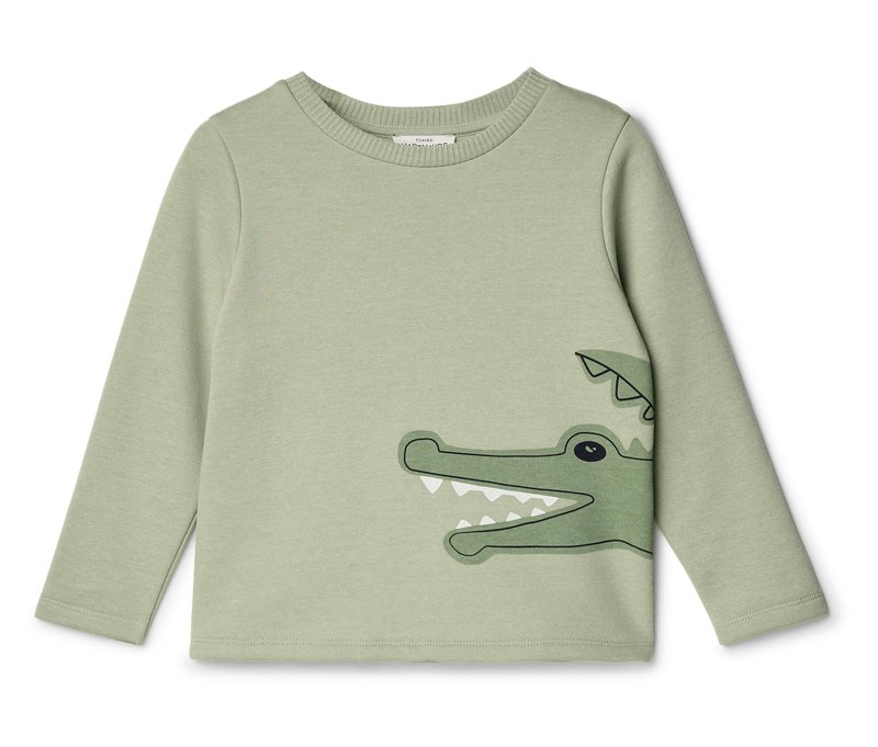 Tchibo - Kinder-Sweatshirt mit Krokodil-Print - Jungen - Gr. 122/128 - olivgrün/print