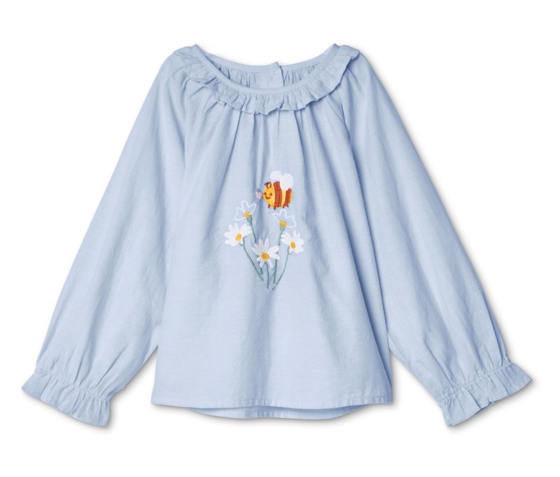 Tchibo - Kinder-Chambray-Bluse - Mädchen - Gr. 110/116 - hellblau