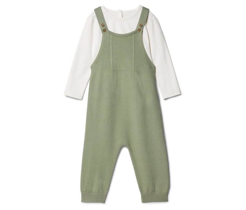 Tchibo - Baby-Set mit Latzhose und Langarmshirt - Baby - Gr. 74/80 - olivgrün
