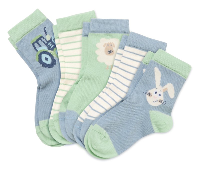 Tchibo - 5 Paar Kinder-Socken - Jungen - Gr. 27-30 - hellblau/jacquard