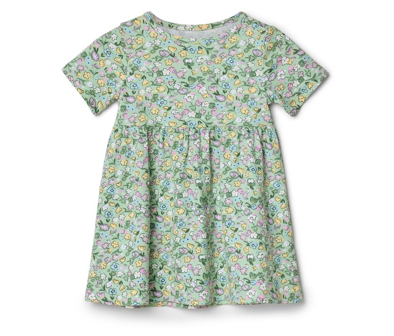 Tchibo - Baby-Rippkleid - Baby - Gr. 62/68 - mintgrün/geblümt