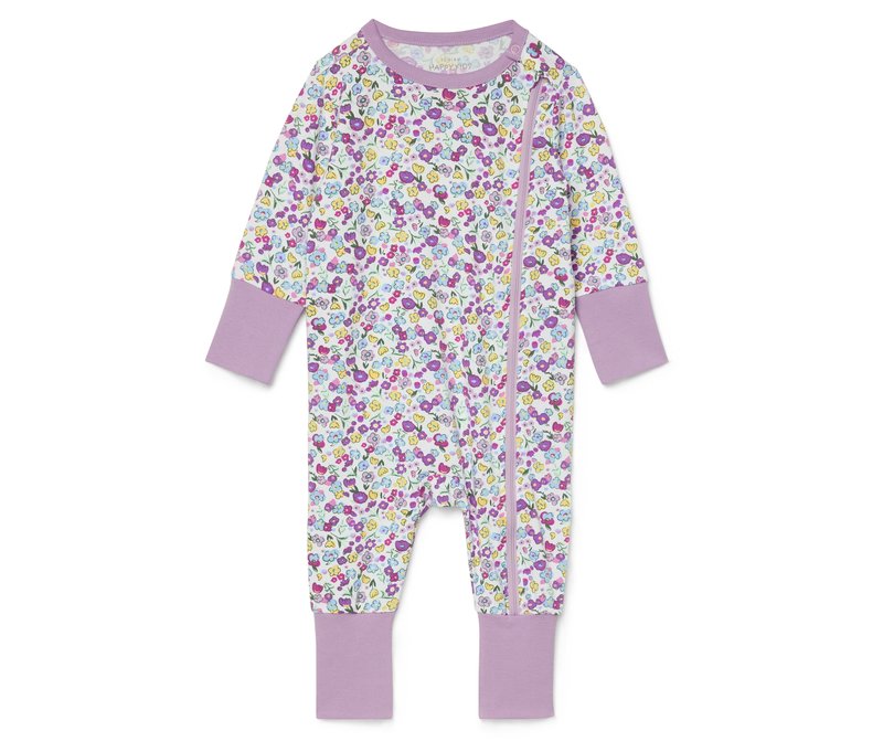 Tchibo - Baby-Schlafanzug - Baby - Gr. 62/68 - lila/geblümt