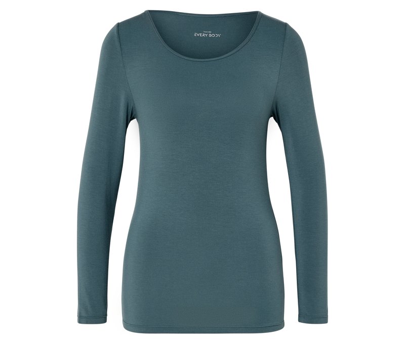 Tchibo - Langarmshirt im Modal-Seide-Mix - Damen - Gr. S - petrol