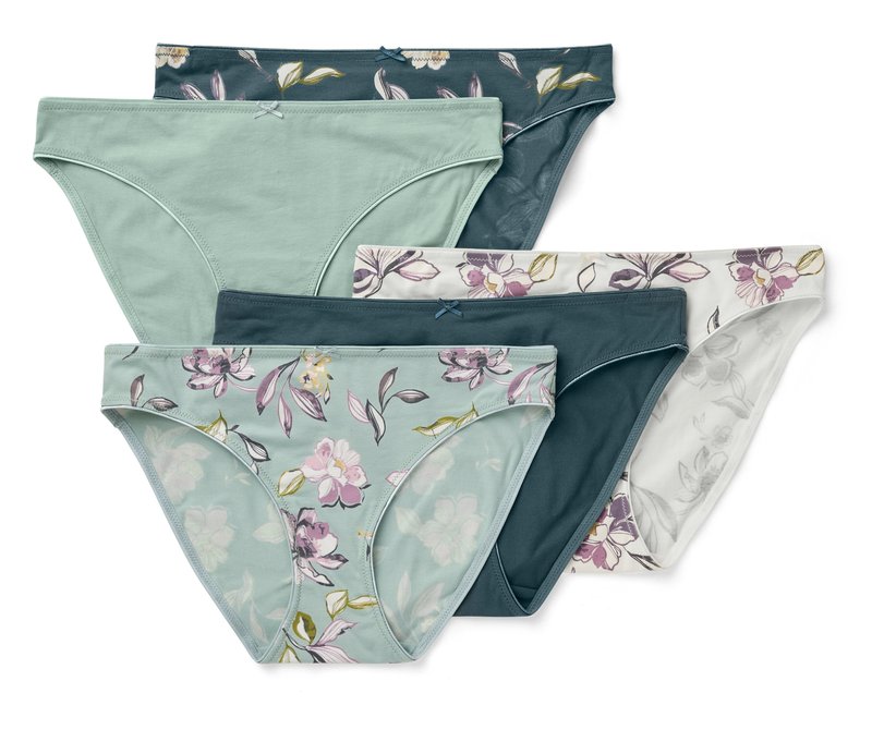 Tchibo - 5 Slips - Gr. XL - petrol/geblümt