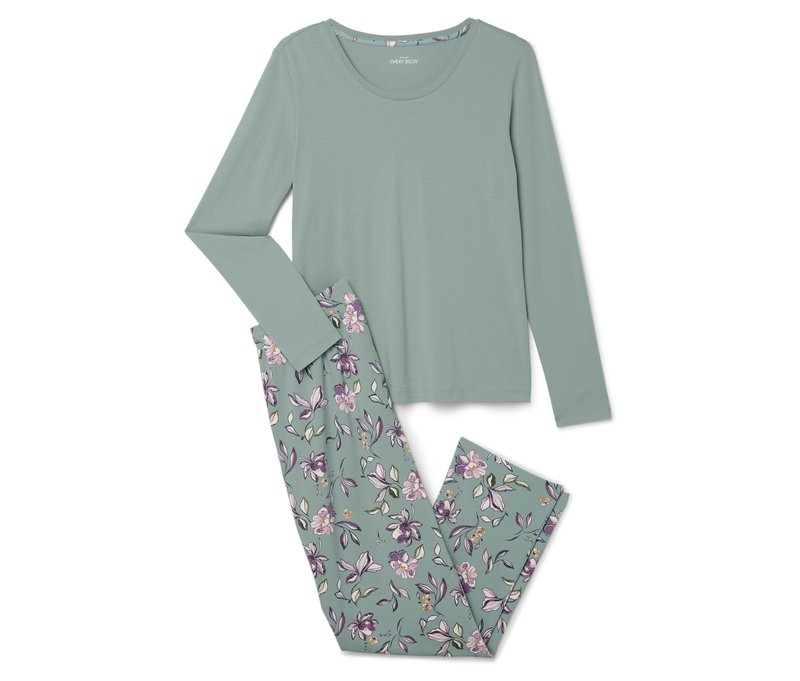 Tchibo - Pyjama-Set - Damen - Gr. XXL - grün/geblümt
