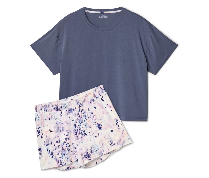 Tchibo - Shorty-Pyjama-Set - Damen - Gr. L - weiß/print