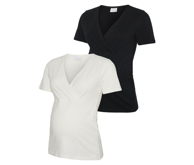 Mamalicious 2er Pack T-Shirt »Mlkerrie Tess« - Damen - Gr. XXL - schwarz