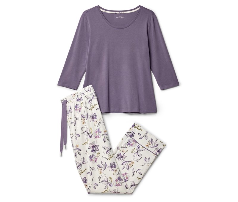 Tchibo - Pyjama-Set - Damen - Gr. XL - lila/geblümt