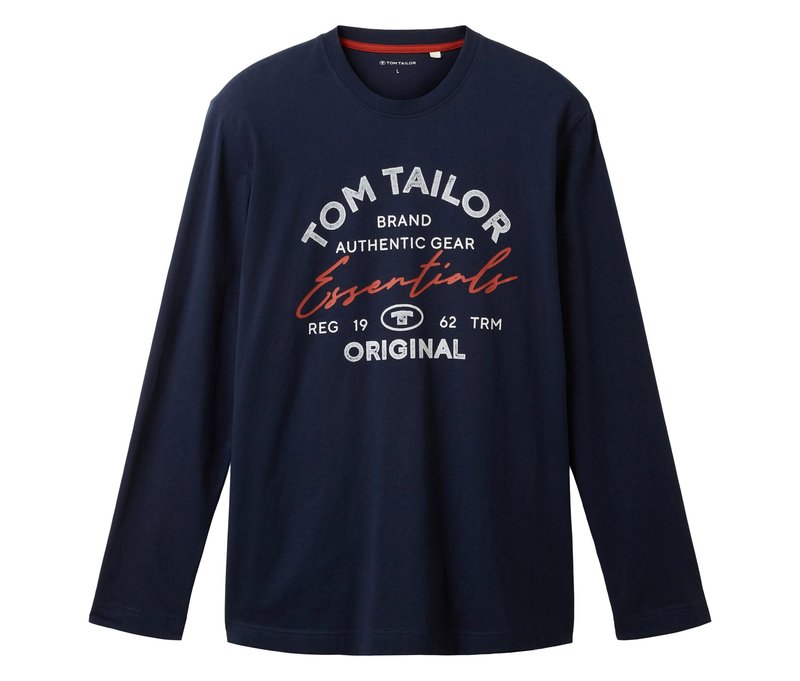 Tom Tailor Longsleeve mit Logo - Herren - Gr. XL - blau/print