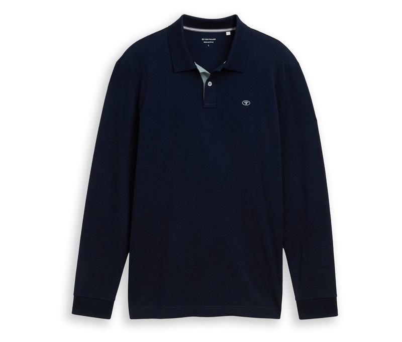 Tom Tailor Longsleeve Piqué Poloshirt - Herren - Gr. S - blau