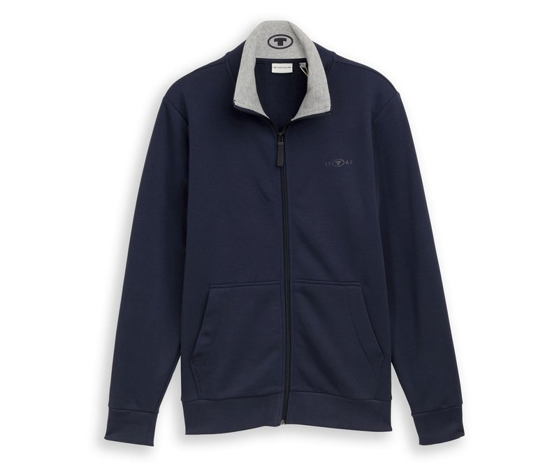 Tom Tailor Sweatjacke mit Stehkragen - Herren - Gr. XXL - blau