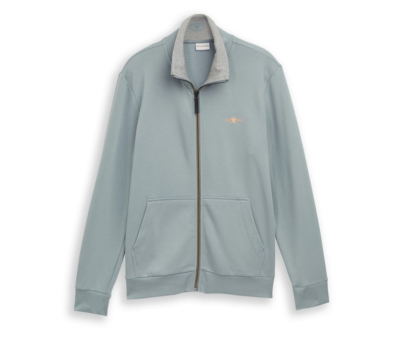 Tom Tailor Sweatjacke mit Stehkragen - Herren - Gr. L - grau