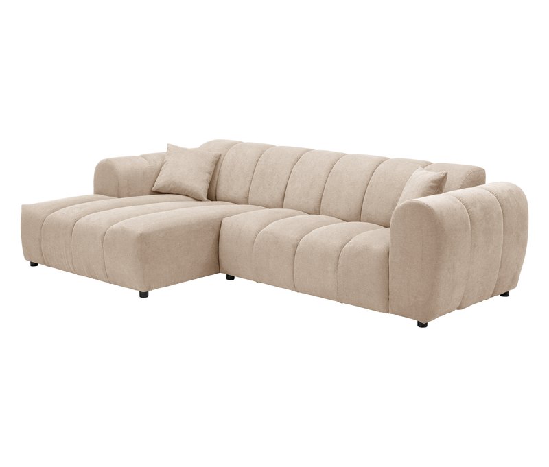 Tchibo - Longchair links mit Sofa 2-Sitzer rechts »Loftwave« - 268x155x73cm - schwarz - Polyester / Polyamid / Holz