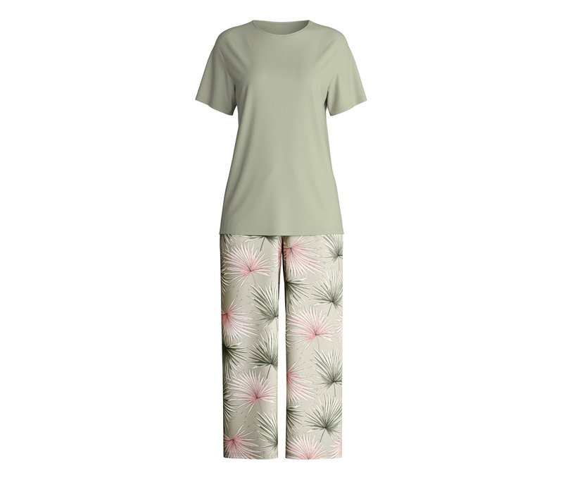 Tchibo - Calida »Leaf Dreams« 7/8-Pyjama - Gr. S - grün