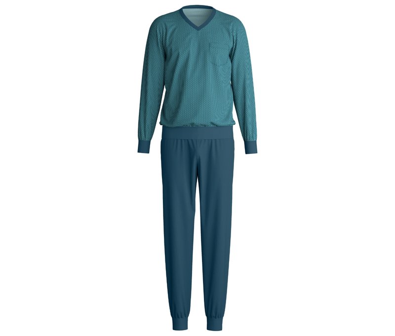 Tchibo - Calida Streamline Pyjama-Set mit Bündchen - Herren - Gr. XL - petrol/print