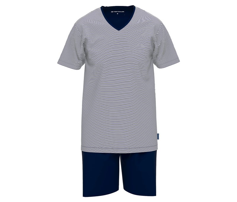 Tom Tailor Shorty-Pyjama-Set »Nevada« - Herren - Gr. M - dunkelblau/gestreift