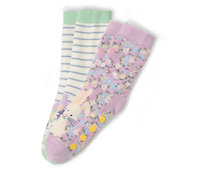 Tchibo - 2 Paar Kinder-Antirutsch-Socken - Mädchen - Gr. 31-34 - hellblau/jacquard