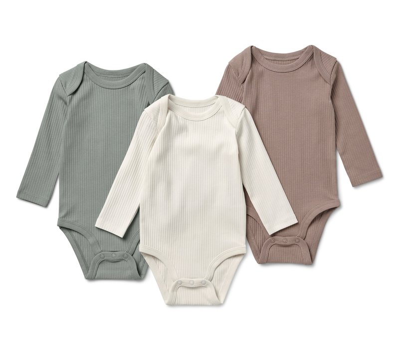 Tchibo - 3 Baby-Ripp-Langarmbodys - Kinder - Gr. 98/104 - hellbraun