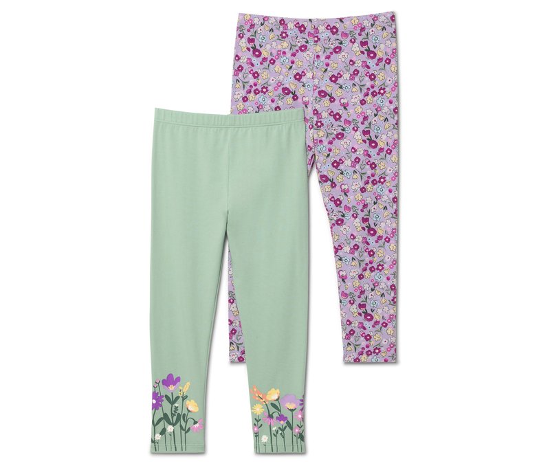 Tchibo - 2 Kinder-Leggings - Mädchen - Gr. 110/116 - lila/geblümt
