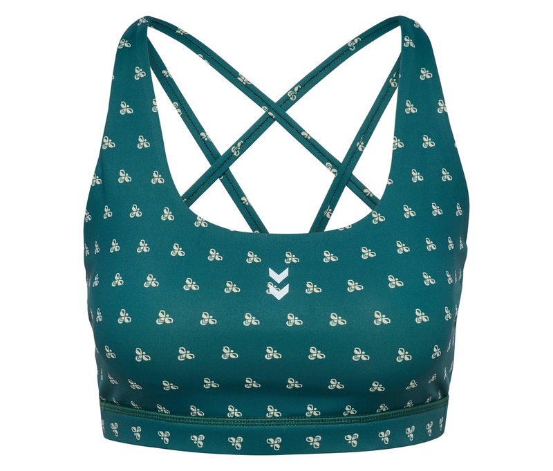 Hummel Damen-Sport-BH - Damen - Gr. S - dunkelgrün/print