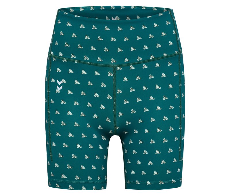 Hummel Damen-Short-Tights - Damen - Gr. XS - dunkelgrün/print
