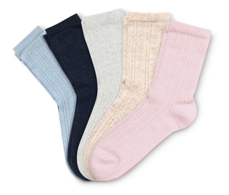 5 Paar Socken mit Ajour-Muster - Damen - Gr. 35-38 - weiß