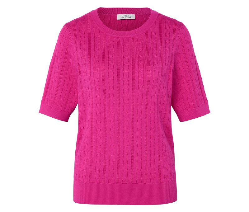 Tchibo - Feinstrickpullover mit Zopfmuster - Damen - Gr. M - pink