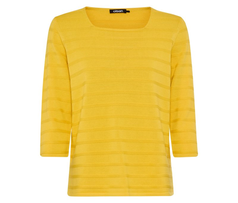 Tchibo - Strukturierter Olsen Pullover mit 3/4-Ärmeln - Damen - Gr. 46 - gelb